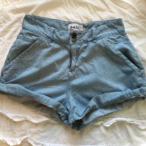 Light blue high waisted shorts